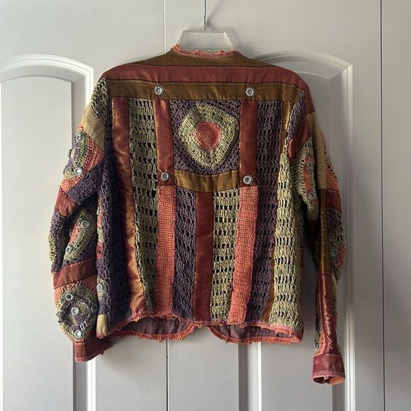 Vintage Minnie's Closet Embroidered Crochet Studded Embellished Jacket Size S - Picture 4 of 4